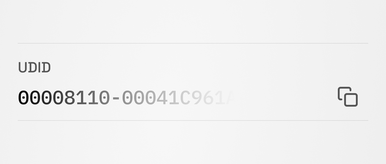 Safari UDID sonucu ekranı
